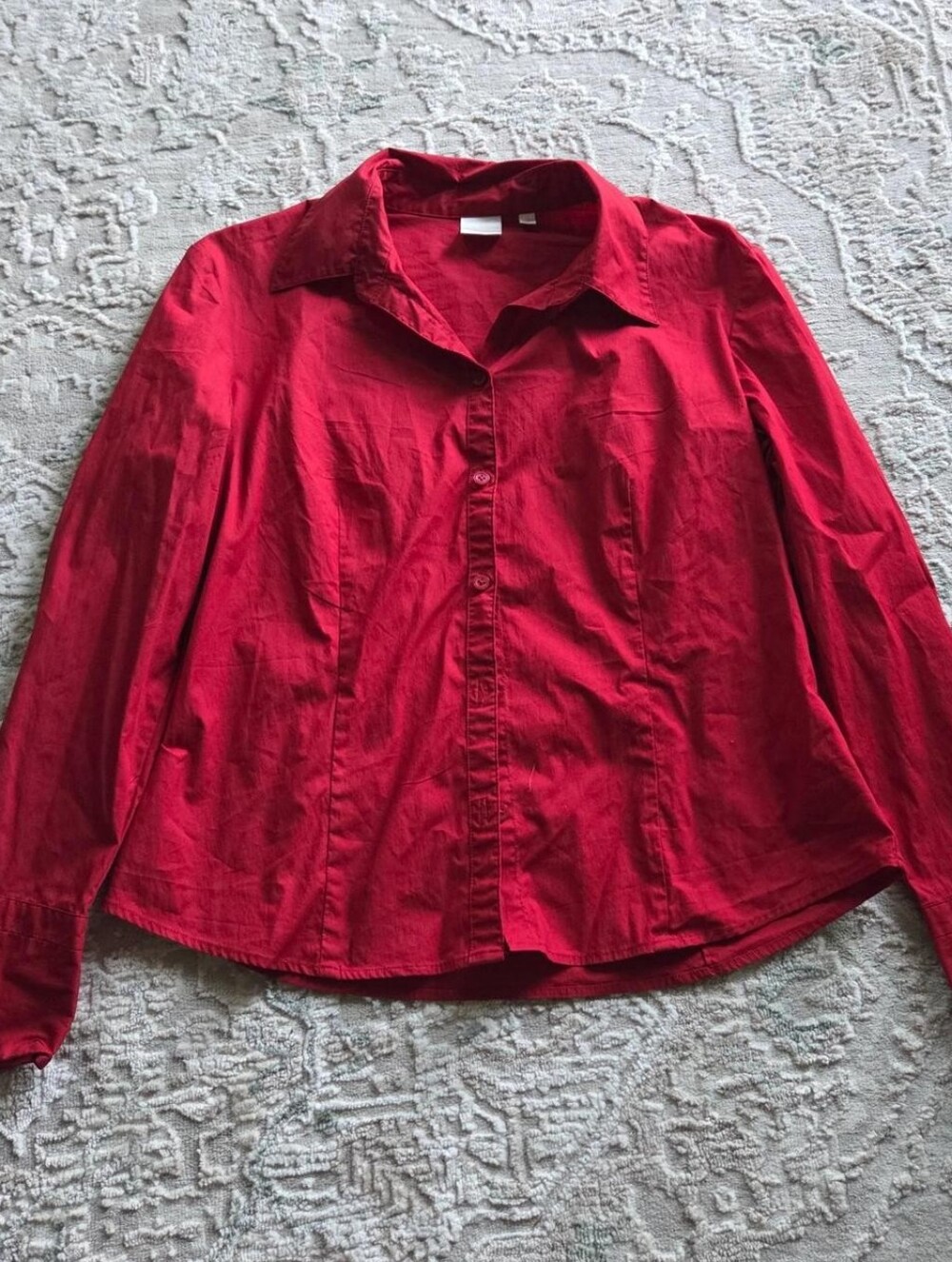 cleo Red Long-Sleeve Button-Down Shirt